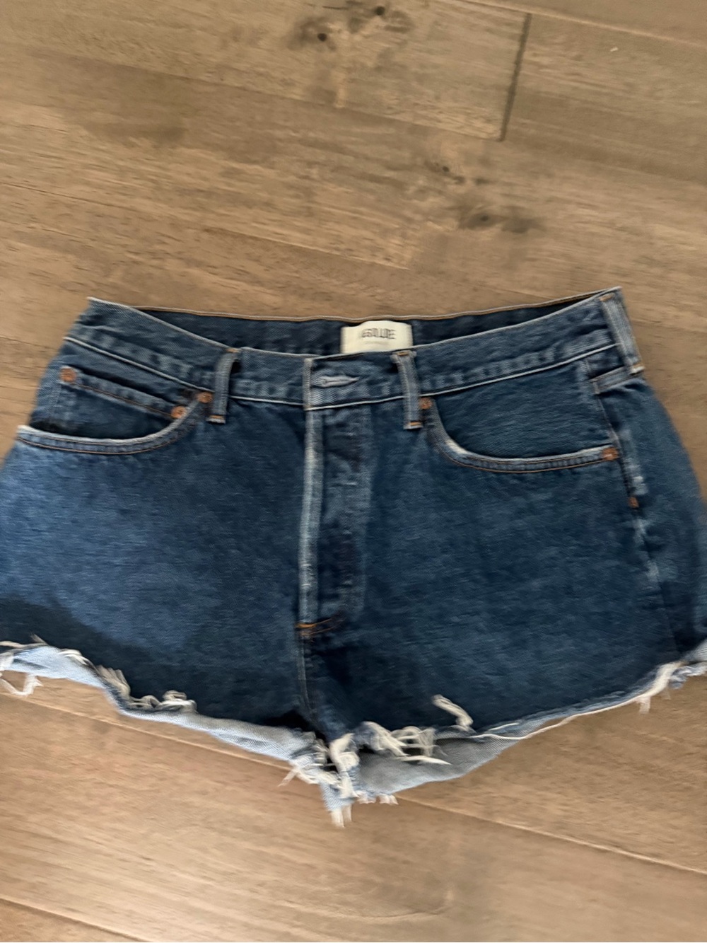 Agolde Parker DarkBlue Denim Cutoff Shorts